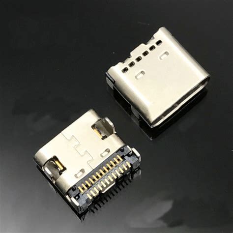 pcs usb  type  connectors  pin receptacle  angle  usb  pcb smt dual row tab