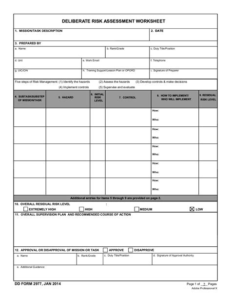Dd Form Pdf Army Deliberate Risk Assessment Worksheet Pdfliner My Xxx