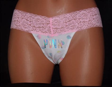 nwt victoria s secret pink lace trim extra low rise thong ebay