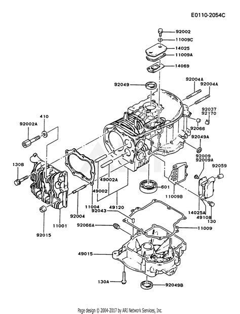kawasaki fbv es  stroke engine fbv parts diagram  cylindercrankcase