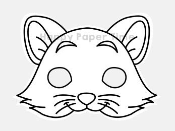 cat mask printable coloring pet animal kid craft happy paper time