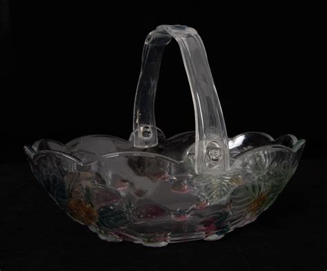 Vintage Glass Strawberry Fruit Bowl With Plastic Handle Ebay