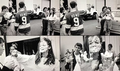 mia sara gets a pie in the face on the set of ‘ferris