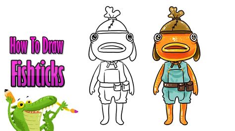draw fishstick  fortnite coloring page trace drawing
