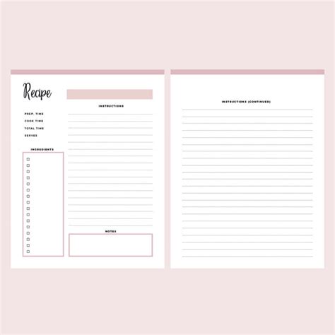 printable blank recipe sheets plan print land