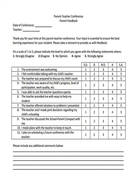 sample teacher feedback forms   ms word