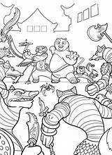 Fu Kung Panda Furious Five Po Wolves Battle Against During Coloring Pages2color Pages Cookie Copyright sketch template