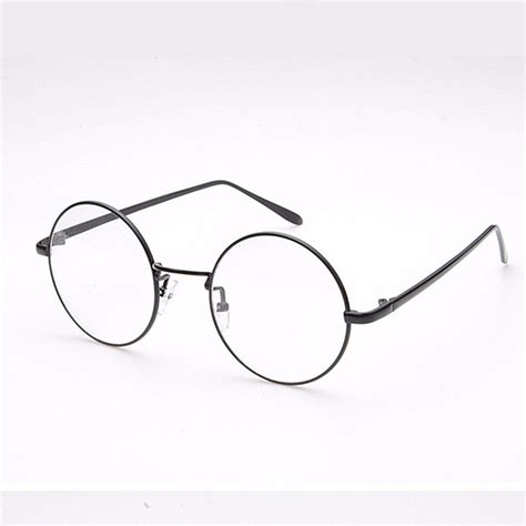 gold metal vintage round eyeglasses frame clear lens full rim glasses