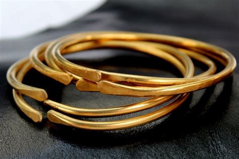 Hammered Jewelers Brass Bangle Bracelets Stacking Bangles In 2020