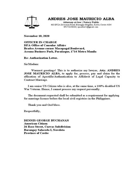 authorization letter apostille