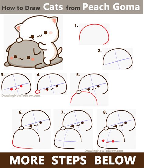 draw  cats  peach goma super cute kawaii easy step