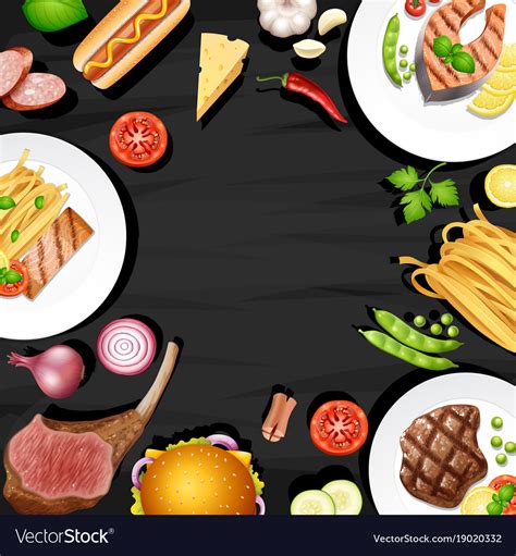border design   kinds  food vector image