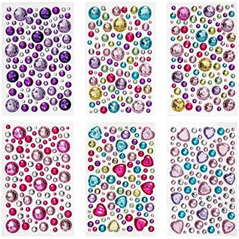 Yueaon 16 Pack Different Designs Colorful Rhinestone Stickers Self