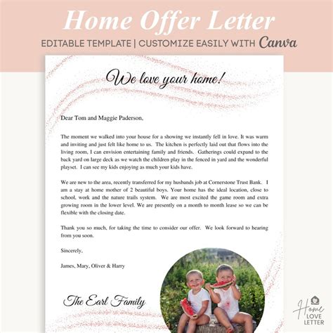 home offer letter letter  seller real estate proposal cover letter