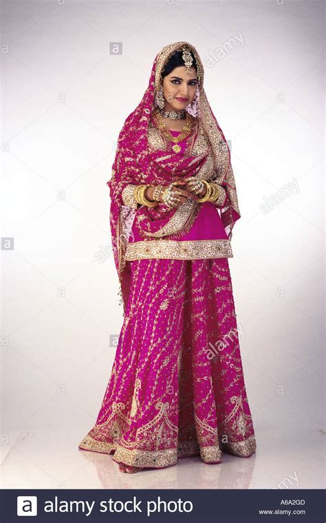 Indian Muslim Bride Dressed In Bridal Wedding Marriage