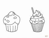 Muffin Coloring Cupcake Pages Drawing Printable sketch template