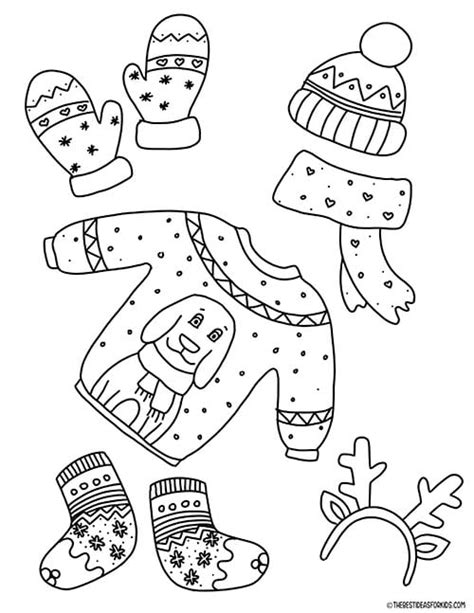 winter clothing coloring sheet coloring pages