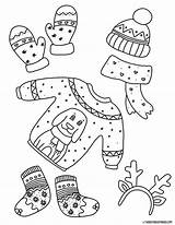 Winter Coloring Pages Clothing Kids Printables sketch template