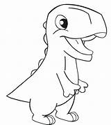 Dinosaur Coloring Drawing Easy Pages Rex Baby Simple Line Dinosaurs Printable Cartoon Draw Kids Drawings Tyrannosaurus Color Step Getdrawings Stencil sketch template