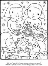 Party Tea Coloring Pages Kids Girls Bing Colouring Publications Dover Games Welcome Doverpublications sketch template