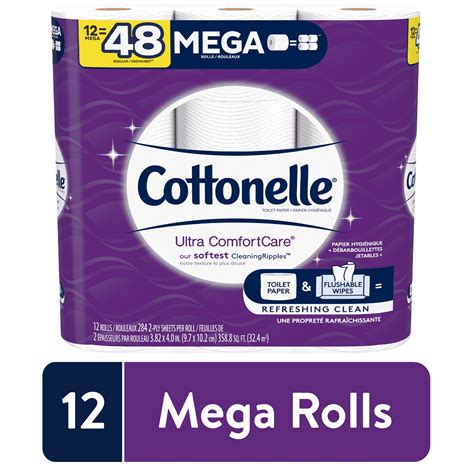 cottonelle ultra comfortcare toilet paper  mega rolls  regular