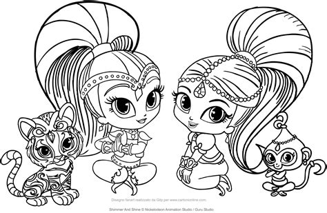 shimmer shine coloring pages  getdrawings