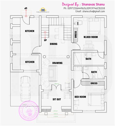 floor plan  modern single floor home indian house plans