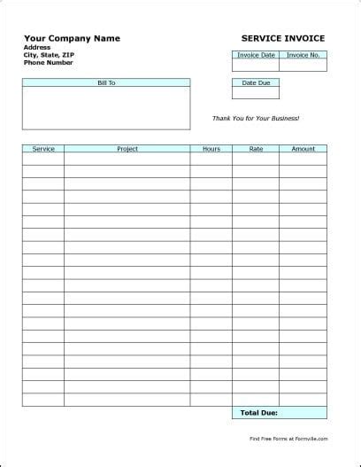 Service Invoice Templates Find Word Templates