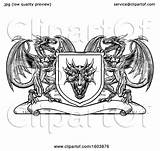 Shield Heraldic Clipart Dragons Illustration Royalty Atstockillustration Vector sketch template