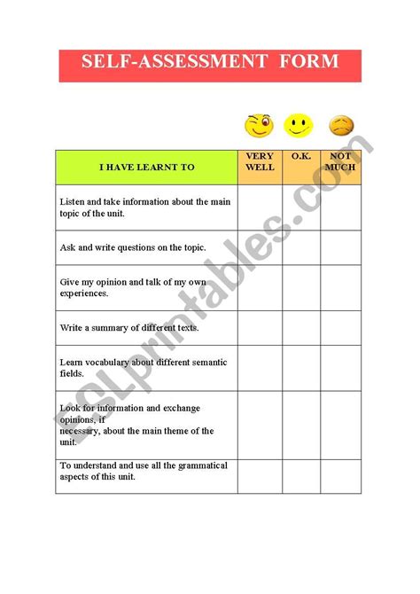 self assessment esl worksheet by nando958958