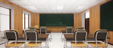 wooden classroom interior front view stock illustration illustration