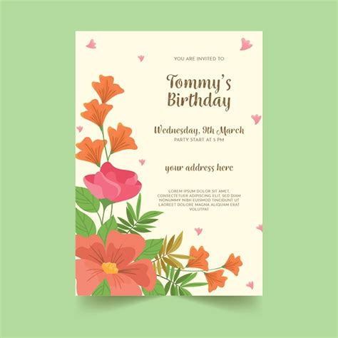vector floral birthday card template design