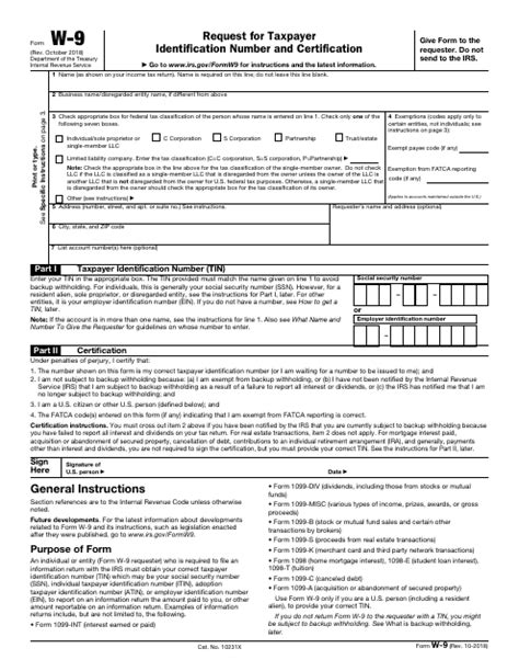 Printable Irs Form W 9 Printable Forms Free Online