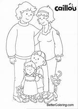 Caillou Coloring Pages Family Printable Adults Kids sketch template