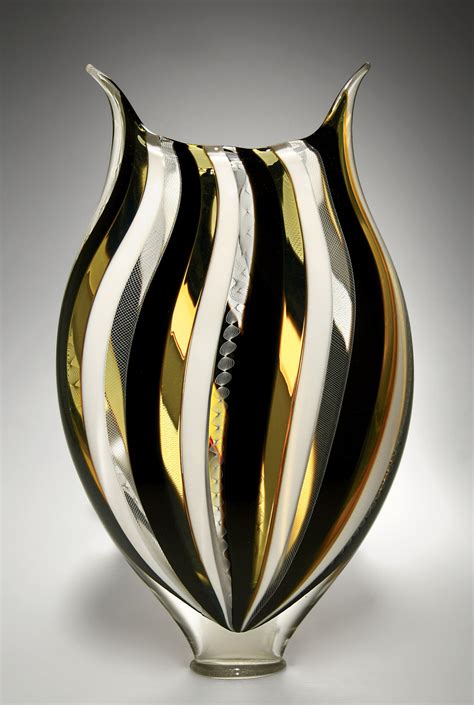 Black And White Foglio By David Patchen Art Glass Vessel