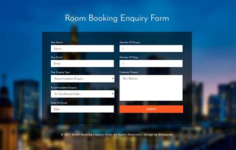 room booking enquiry form  flat responsive widget template