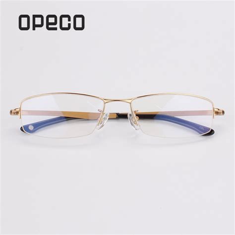 opeco men s pure titanium eyewear male half rim high quality eye