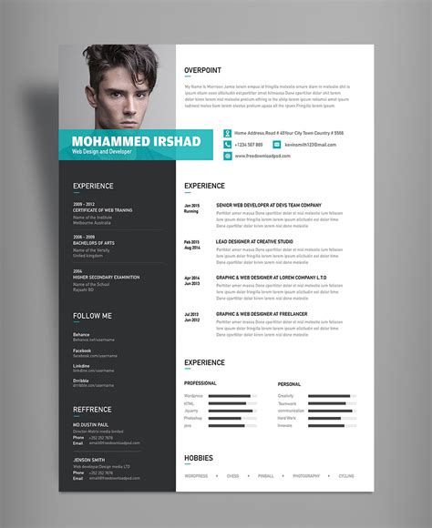 modern resume cv design template psd file good resume