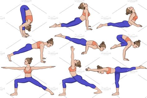 yoga poses part  custom designed illustrations creative market