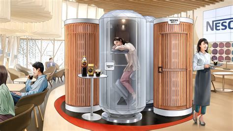 standing sleeping pods coming  tokyo cafe promise  relieve fatigue