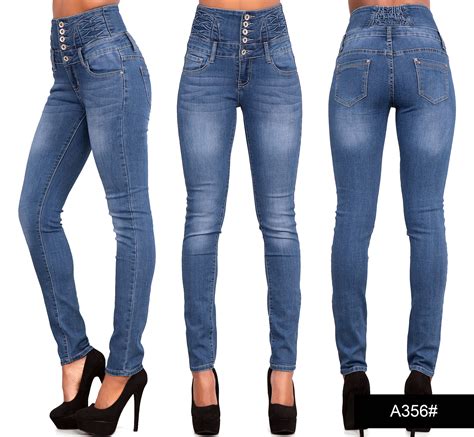 womens ladies sexy high waist skinny jeans blue stretch