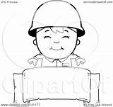 Banner Blank Army Boy Happy Over Coloring Clipart Cartoon Thoman Cory Outlined Vector 2021 sketch template