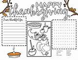 Thanksgiving Printable Placemat Placemats Kids Printables Preschool Thankful Fun Table Turkey Crafts Activities Handcrafted Life Students Toddlers Elementary sketch template