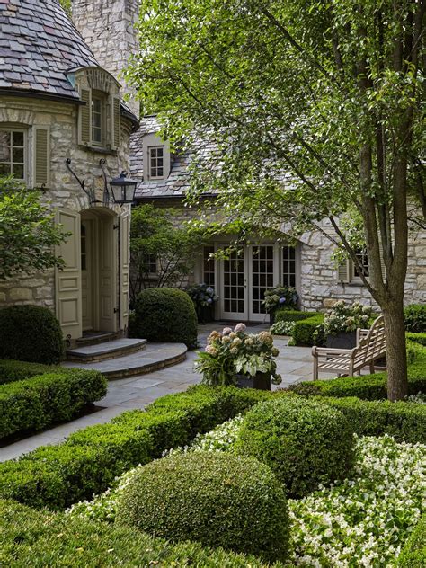 lake forest il residence entry courtyard french country architectural details front facade
