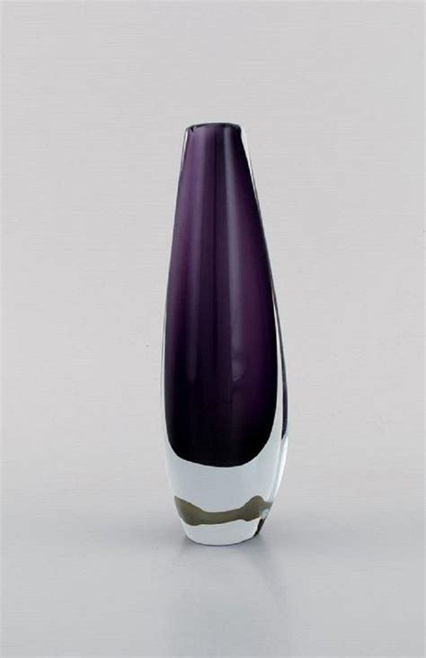 Vases In Purple Mouth Blown Art Glass From Strömbergshyttan Sweden