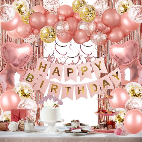 rose gold birthday party decorations happy birthday banner rose gold