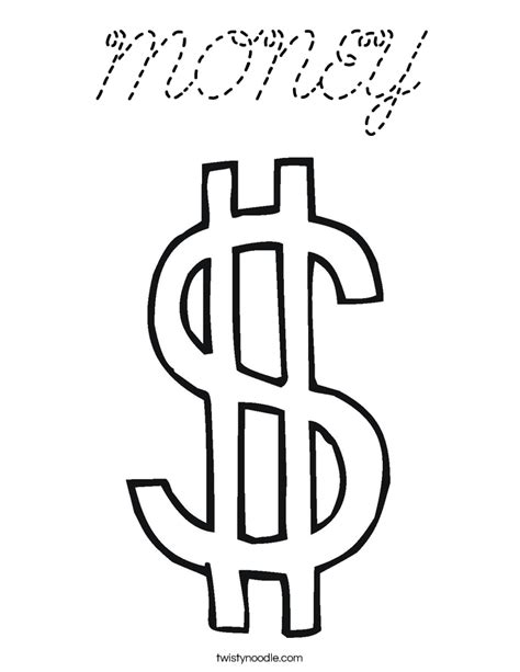money coloring page coloring home