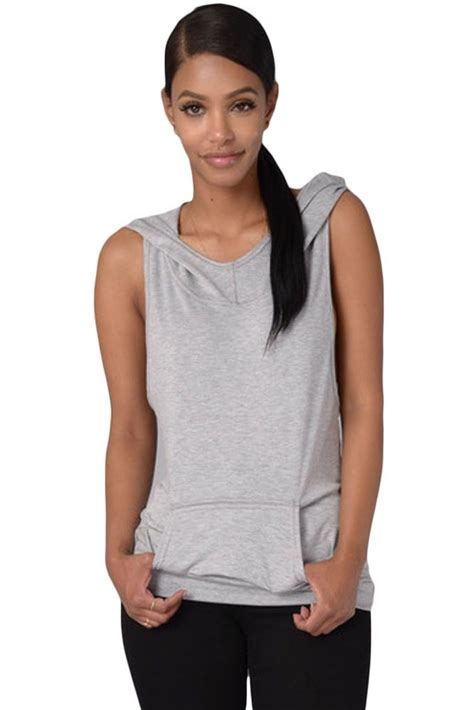 women cross back grey sleeveless hoodie online store for women sexy