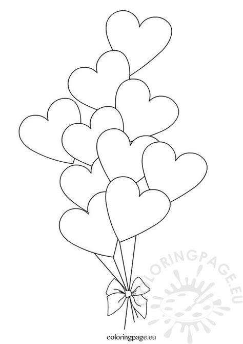 heart balloons template coloring page