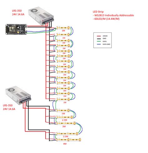 multiple power supplies powering long led strip proper   ground electrical engineering
